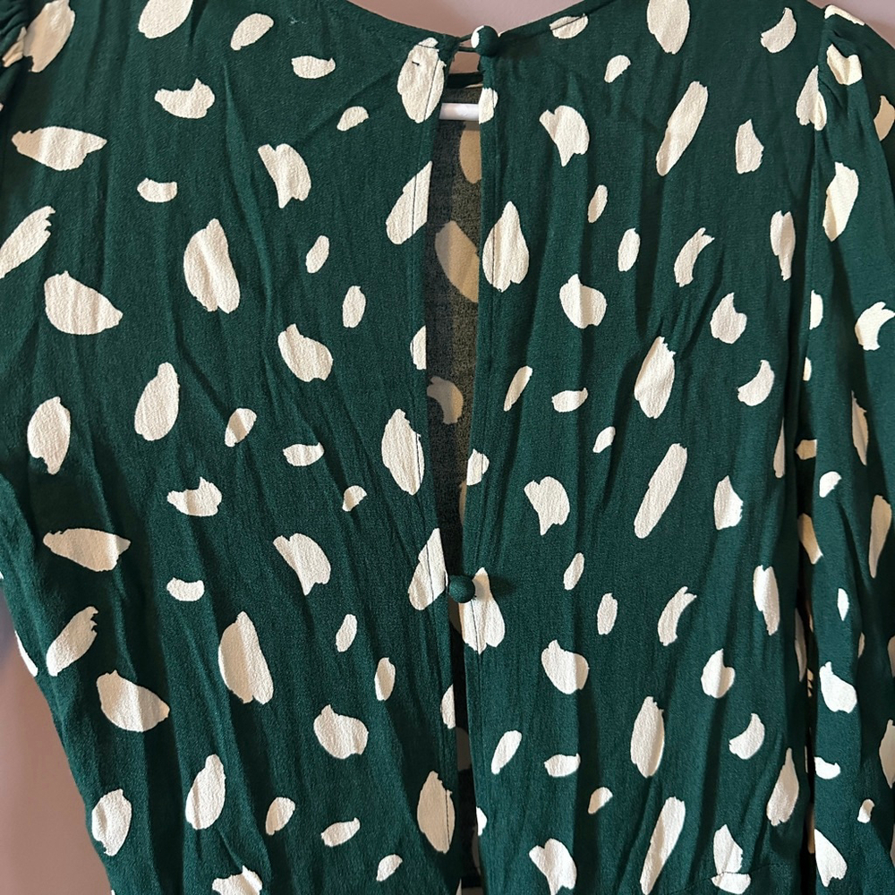 Reformation Women’s Creed Midi Dress Green White Abstract Dot Print Size 8 - Picture 12 of 12